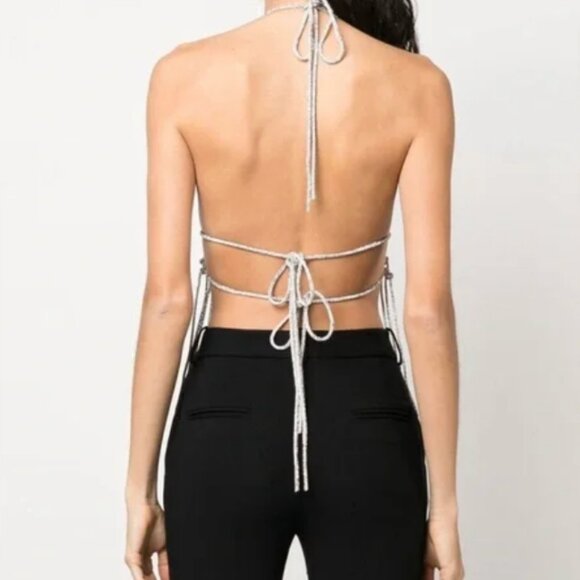 GIUSEPPE DI MORABITO FRINGE TOP IN SILVER NEVER WORN ONE SIZE - Picture 7 of 12